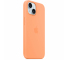 Silicone Case with MagSafe for Apple iPhone 15, Orange Sorbet MT0W3ZM/A