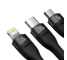 USB-A / USB-C to Lightning / microUSB / USB-C Cable Baseus Flash Series II, 100W, 3.5A, 1.2m, Black CASS030101 