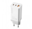 Fast Wall Charger Dudao GaN A7xs 65W USB, 2x USB Typ C Quick Charge Power Delivery Gallium Nitride White