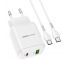 Wall Charger Blue Power BCN5, 20W, 3A, 1 x USB-A - 1 x USB-C, with USB-C Cable, White