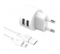 Wall Charger XO DESIGN L62, 12W, 2.4A, 2 x USB-A, with Lightning Cable, White