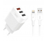 XO Design L72 Charger with Lightning Cable, Quick Charge, 18W, 3 x USB, White (EU Blister)